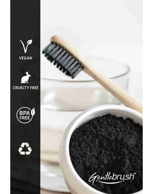 The Mouth Company Premium Organic Bamboo Toothbrush Gentlebrush | Flat (Low Pressure) with Charcoal Activated Bristles - Image 4