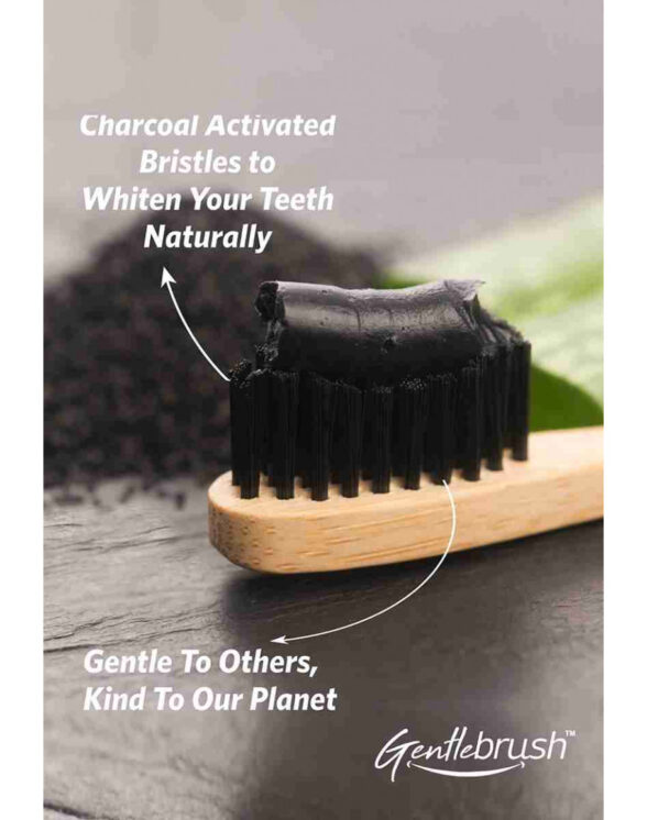 The Mouth Company Premium Organic Bamboo Toothbrush Gentlebrush | Flat (Low Pressure) with Charcoal Activated Bristles - Image 5