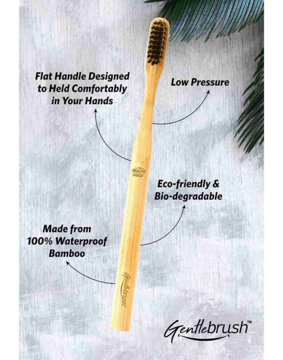 The Mouth Company Premium Organic Bamboo Toothbrush Gentlebrush | Round (Low Pressure) with Charcoal Activated Bristles - Image 6