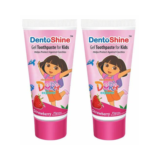 DentoShine Gel Toothpaste for Kids (Strawberry (DORA), Pack of 2 (80 g each))